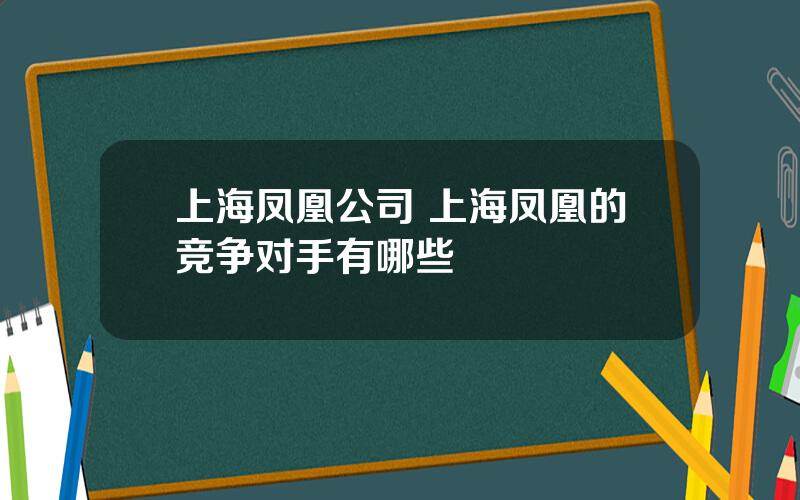 上海凤凰公司 上海凤凰的竞争对手有哪些